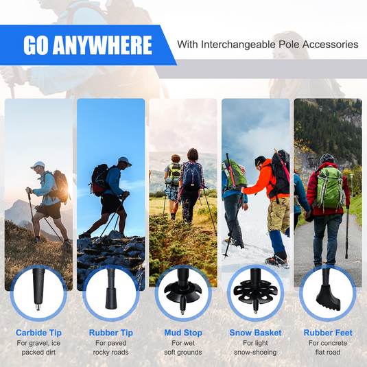 Goplus Trekking Poles, 2 Pack Adjustable Anti-Shock Hiking Walking Climbing Sticks - GoplusUS