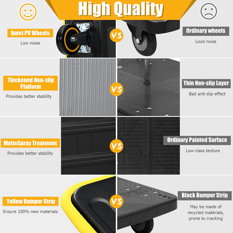 Load image into Gallery viewer, Folding Platform Cart, 330LBS Rolling Flatbed Cart Hand Platform Truck Push Dolly for Loading, Yellow - GoplusUS
