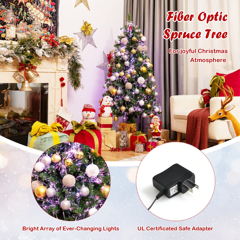 Load image into Gallery viewer, Goplus Fiber Optic Artificial Christmas Tree, Pre-lit Premium Spruce Tree with Solid Metal Stand - GoplusUS
