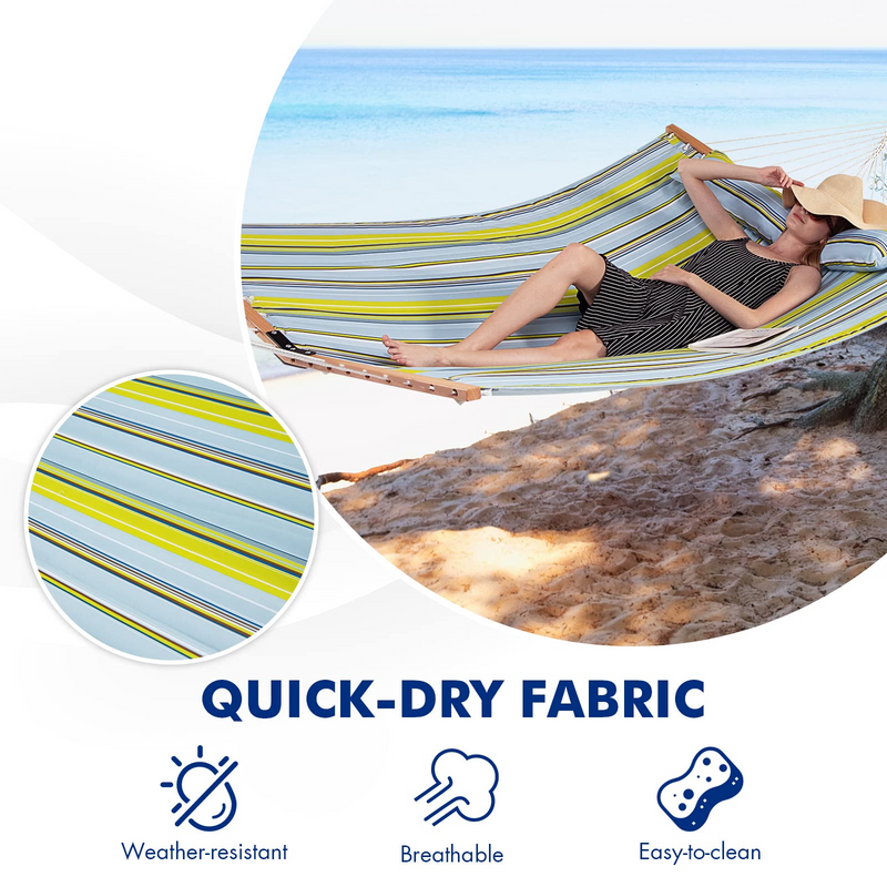 Load image into Gallery viewer, Goplus 10.5 FT Hammock, Quilted 2 Person Hammock w/Detachable Pillow, 495LBS Capacity - GoplusUS
