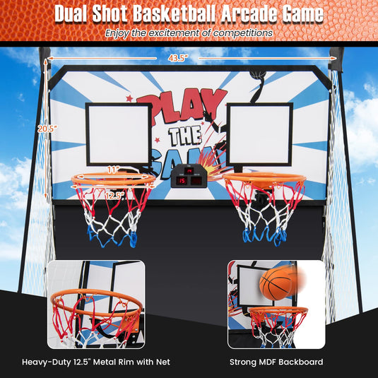 Goplus Foldable Dual Shot Basketball Arcade Game, Indoor Outdoor Basketball Game Machine
