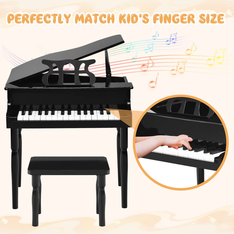 Load image into Gallery viewer, Goplus 30-Key Classical Kids Piano, Mini Grand Piano Wooden Learn-to-Play Musical Instrument Toy with Bench (4 Straight Leg-Black)
