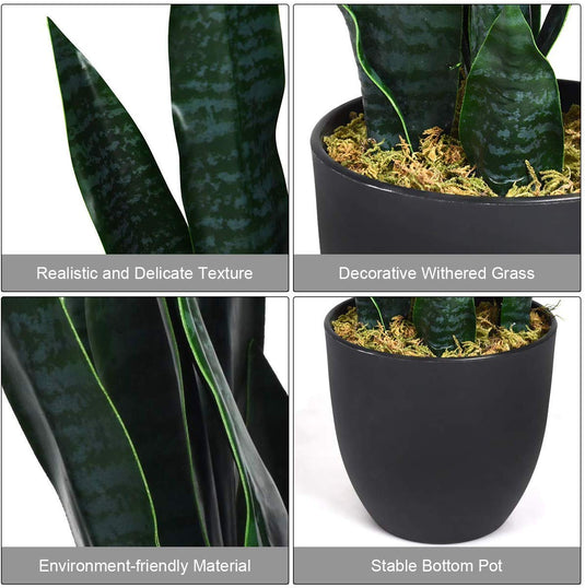 Goplus Fake Snake Plant, 2 Pack 36" Tall Artificial Potted Floor Plant