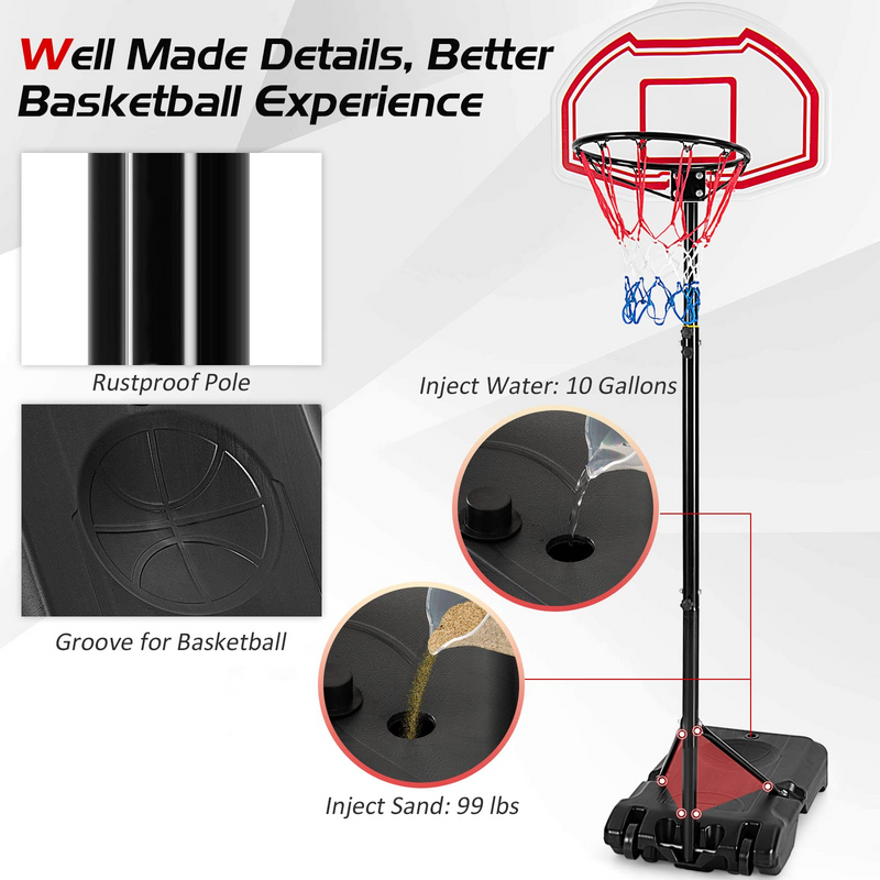 Load image into Gallery viewer, Goplus Portable Basketball Hoop, 6.4-8.7 FT Height Adjustable Basketball System with 2 Nets - GoplusUS
