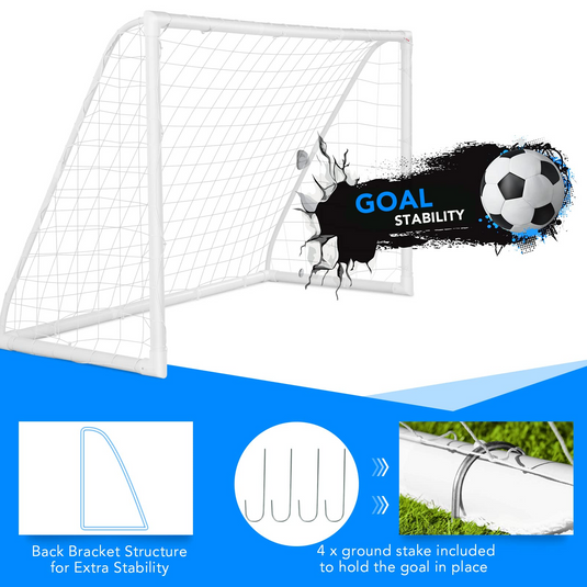 Goplus Soccer Goal, 6 FT x 4 FT Soccer Net with Strong PVC Frame - GoplusUS