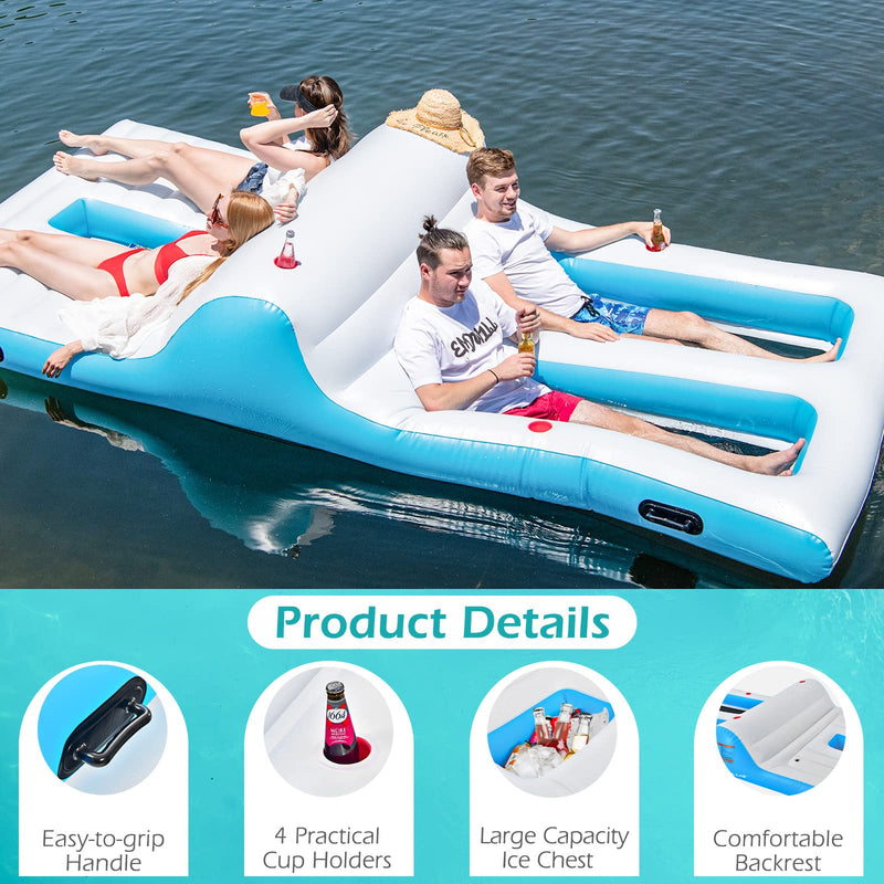 Load image into Gallery viewer, Inflatable Floating Island, Giant 4-6 Person Lake Floats Lounge Raft, 12ft x 6.5ft - GoplusUS
