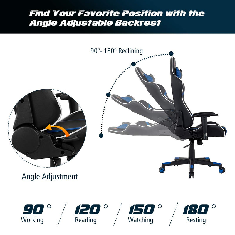 Load image into Gallery viewer, Goplus Gaming Desk &amp; Chair Combo Set, Home Office Gamer Workstation w/Massage Lumbar Support,Cup Holder - GoplusUS

