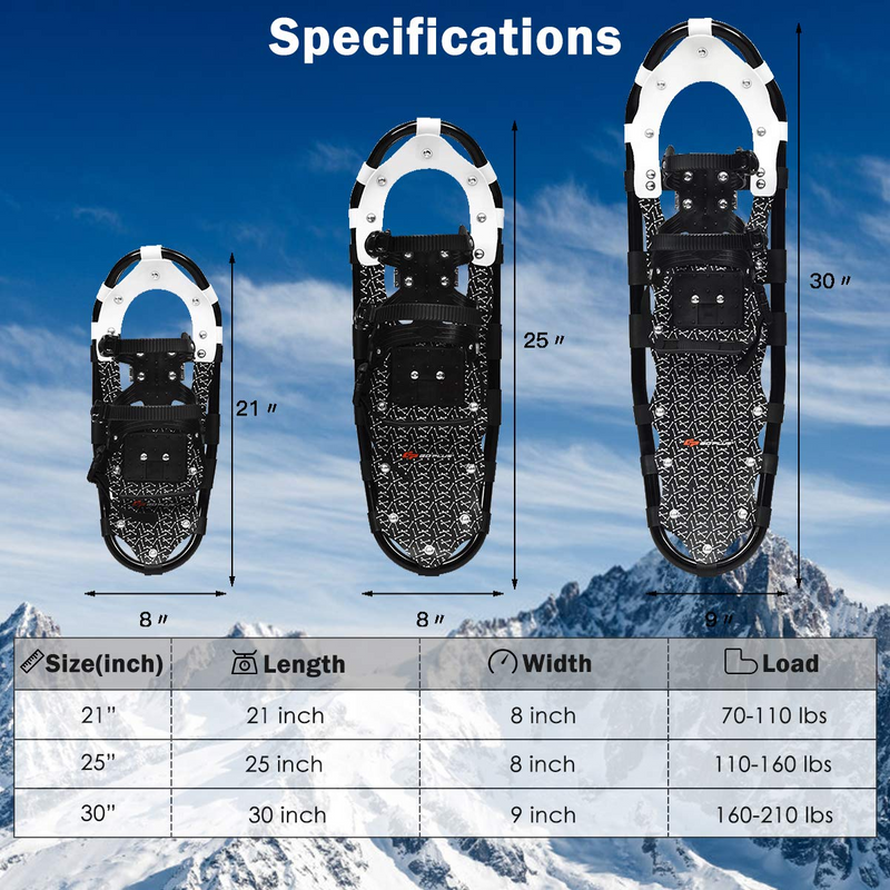 Load image into Gallery viewer, Goplus 21&quot;/25&quot;/30&quot; Snowshoes for Men and Women, Lightweight Aluminum Alloy All Terrain Snow Shoes - GoplusUS
