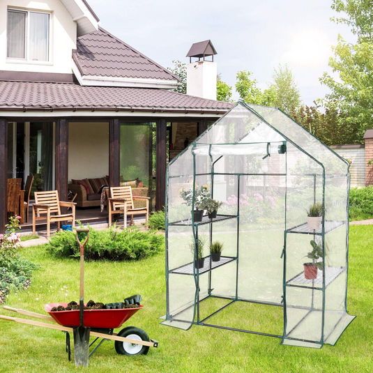 Goplus Greenhouse, 3 Tier Walk-in Green House with Roll up Zippered Door for Indoor Outdoor Use - GoplusUS