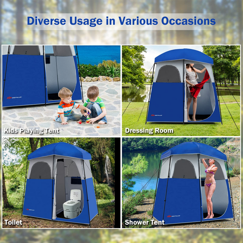 Load image into Gallery viewer, Goplus 2 Rooms Shower Tent, Oversize Outdoor Privacy Shelter Tent with Carrying Bag - GoplusUS
