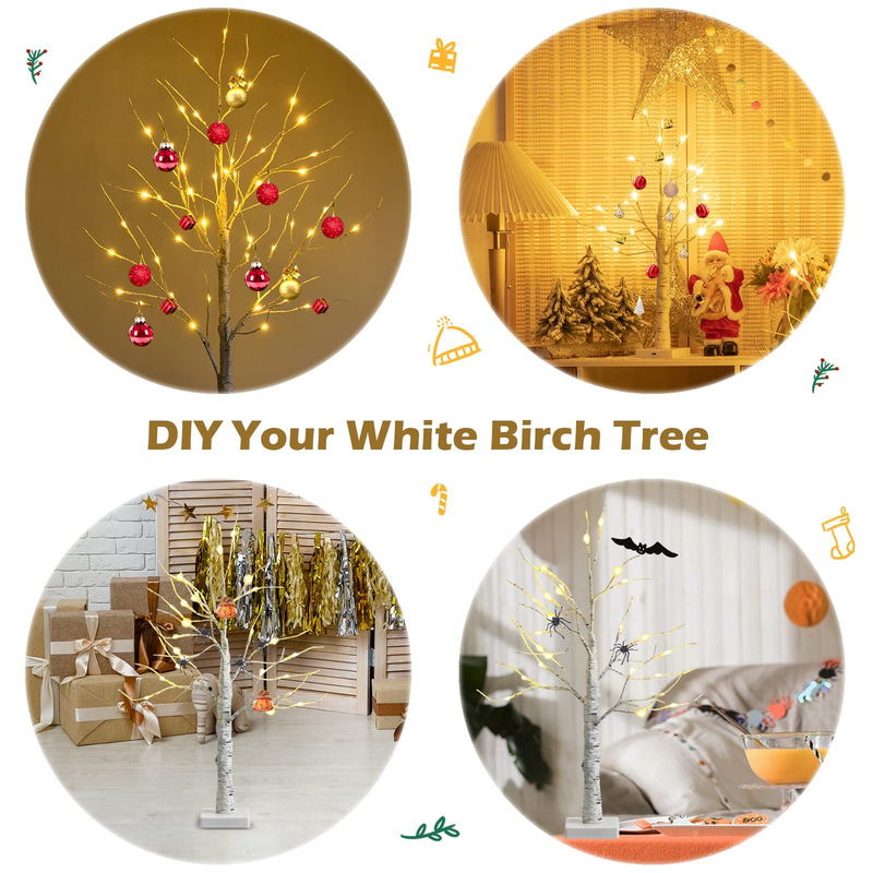 Load image into Gallery viewer, Goplus 2FT Lighted Birch Tree, Artificial Small Tree White Christmas Tree - GoplusUS
