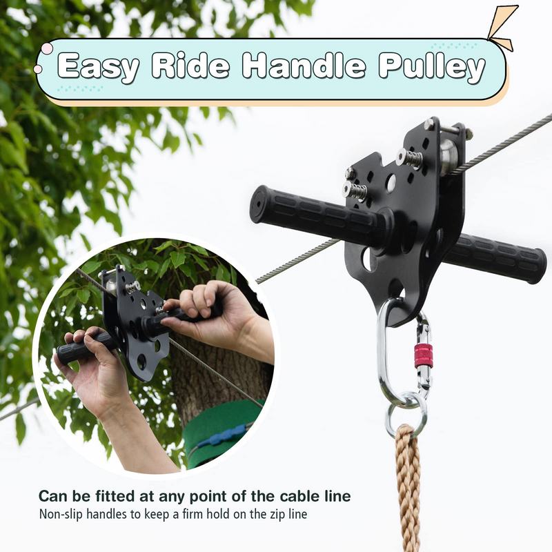 Load image into Gallery viewer, Goplus 100FT Zip Line Kit for Backyard Holds up to 400 lbs, Outdoor Zipline for Kids and Adults with Stainless Steel Cable - GoplusUS
