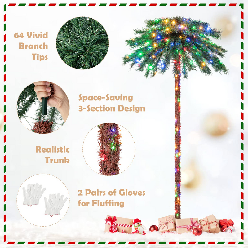 Load image into Gallery viewer, Goplus 6 FT Pre-Lit Artificial Christmas Tree, Lighted Xmas Palm Tree W/ 210 Multi-Color LED Lights - GoplusUS
