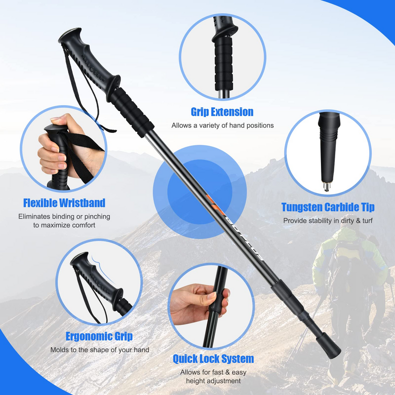 Load image into Gallery viewer, Goplus Trekking Poles, 2 Pack Adjustable Anti-Shock Hiking Walking Climbing Sticks - GoplusUS
