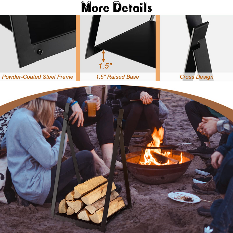 Load image into Gallery viewer, Goplus 16&quot; Triangle Firewood Rack, Outdoor Small Decorative Firewood Holder with Raised Base - GoplusUS
