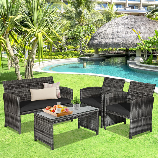 4 piece rattan furniture set sale