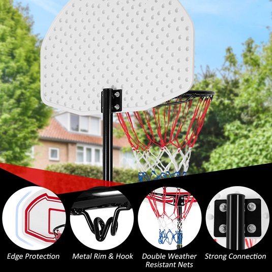 Goplus Portable Basketball Hoop, 6.4-8.7 FT Height Adjustable Basketball System with 2 Nets - GoplusUS
