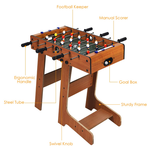 Goplus Foldable Foosball Table, 27'' Soccer Table Game w/ 2 Mini Footballs - GoplusUS