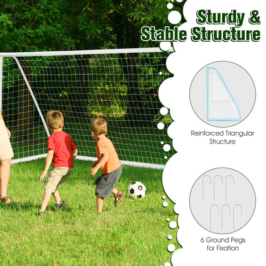 Goplus Soccer Goal, 6FT x 4FT/12FT x 6FT Soccer Net with Strong UPVC Frame, Quick Set-up, High-Strength Netting - GoplusUS