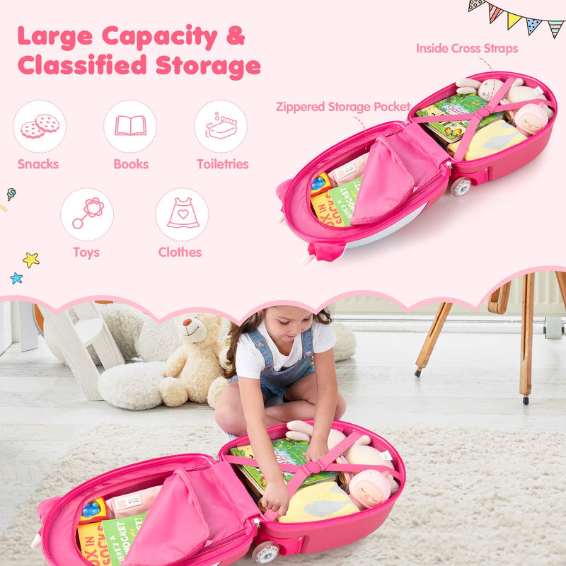 Load image into Gallery viewer, Goplus Kids Luggage, 16闂傚倸鍊搁崐鎼佸磹閻戣姤鍤勯柛顐ｆ礀绾惧鏌曟繛鐐珔缁炬儳娼￠弻锛勪沪鐠囨彃濮堕梺杞扮閸婂綊濡甸崟顔剧杸闁规崘娉涢。娲⒑缂佹ɑ灏伴柛銊ユ健瀵顓奸崱妯侯潯闂佺粯顨呴悧婊兾熼崒娑氱瘈?Carry on Cuitcase with LED Wheels, Waterproof Hard Shell, Lightweight Rolling Luggage for Travel - GoplusUS
