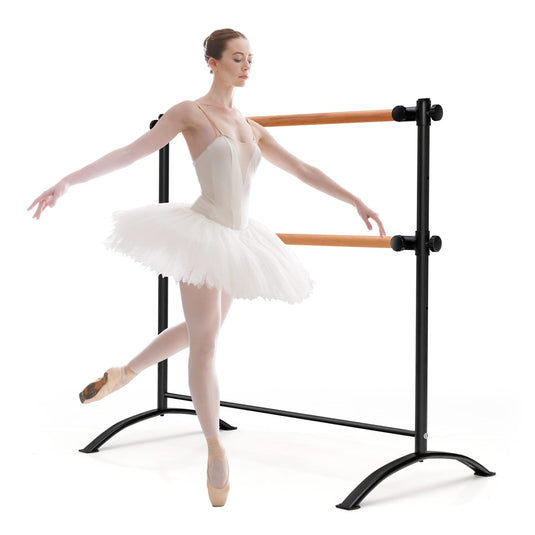 Goplus 4 FT Portable Ballet Barre, 46" Freestanding Adjustable Double Ballet Bar with Anti-Slip Base