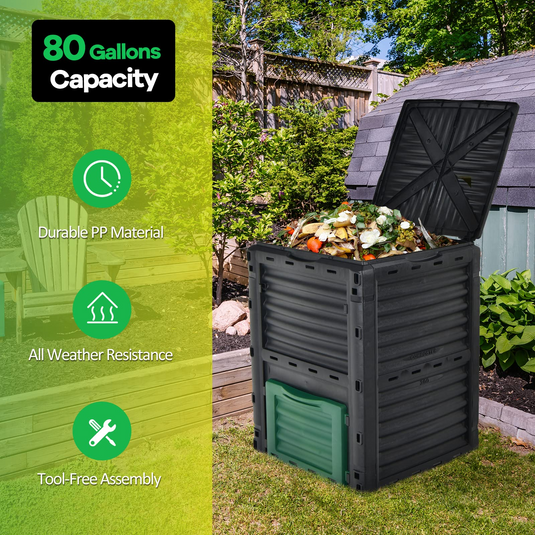 Goplus Compost Bin, 80 Gallon(300 L) Large Composting Box - GoplusUS