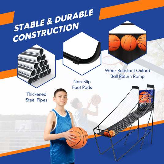 Goplus Foldable Indoor Basketball Arcade Game, Electronic Basketball Single Shootout Games Machine with 3 Balls - GoplusUS
