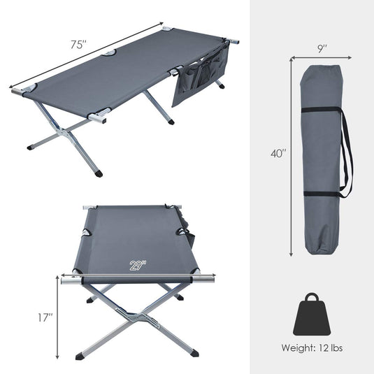 Goplus Folding Camping Cot, Heavy-Duty Foldable Bed for Adults Kids - GoplusUS