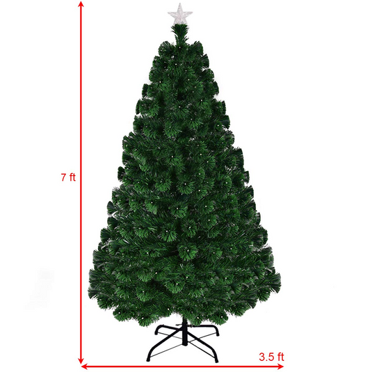 Goplus 7FT Artificial Christmas Tree Pre-Lit Optical Fiber Tree - GoplusUS