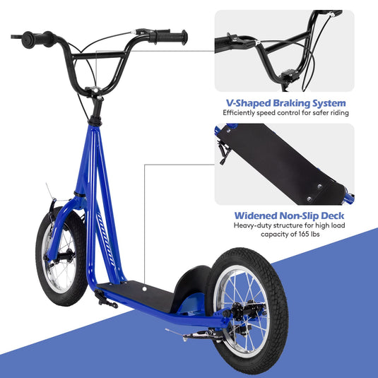 Youth Kick Scooter, Adults Kick Scooter W/ Carbon Steel Frame