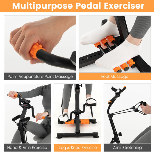 Goplus Pedal Exerciser for Seniors, Adjustable Hand Arm Leg Knee Exercise Equipment