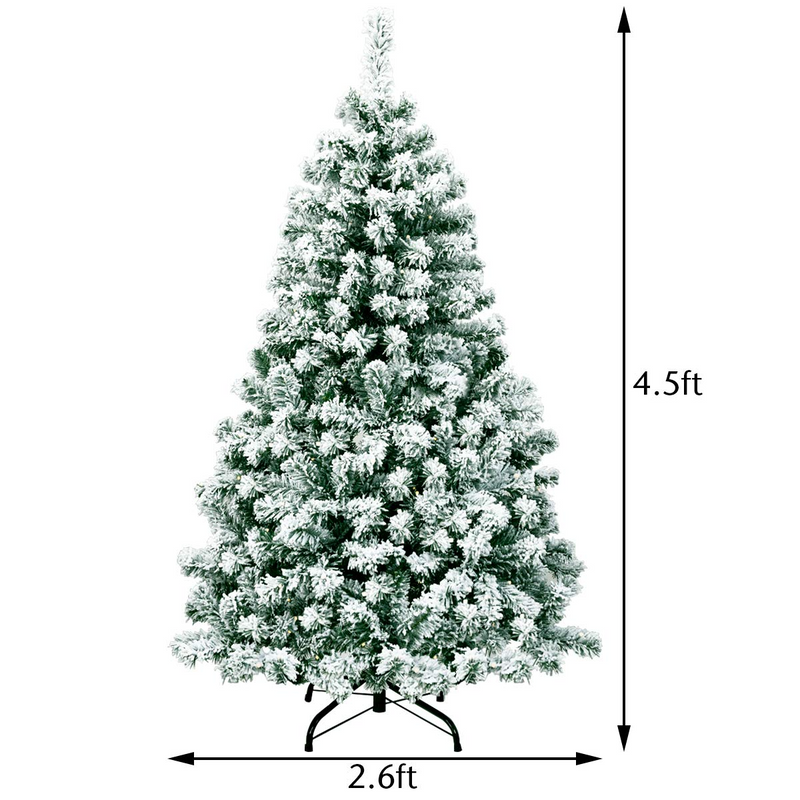 Load image into Gallery viewer, Goplus 4.5ft / 6 ft / 7.5ft Artificial Snow Flocked Christmas Tree, Pre-Lit Snowy Hinged Xmas Tree with Led Lights and Metal Stand - GoplusUS
