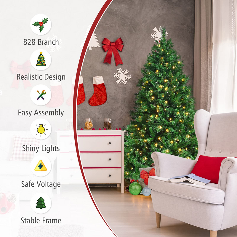 Load image into Gallery viewer, Goplus Pre-Lit Artificial Christmas Tree, Quick One Plug Hinged Xmas Pine Tree - GoplusUS
