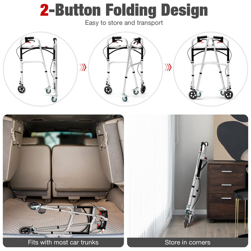 Load image into Gallery viewer, 2-Button Folding Walkers for Seniors, 4-in-1 Folding Walker - Goplus

