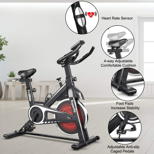 Goplus Indoor Cycling Bike, Silent Belt Drive Exercise Bike with Steel Flywheel, Phone Holder - GoplusUS