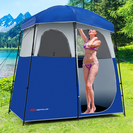 Goplus 2 Rooms Shower Tent, Oversize Outdoor Privacy Shelter Tent with Carrying Bag - GoplusUS