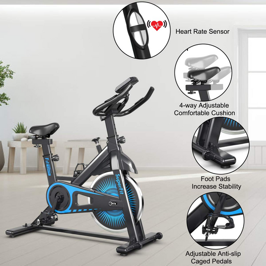 Goplus Indoor Cycling Bike, Silent Belt Drive Exercise Bike with Steel Flywheel, Phone Holder - GoplusUS