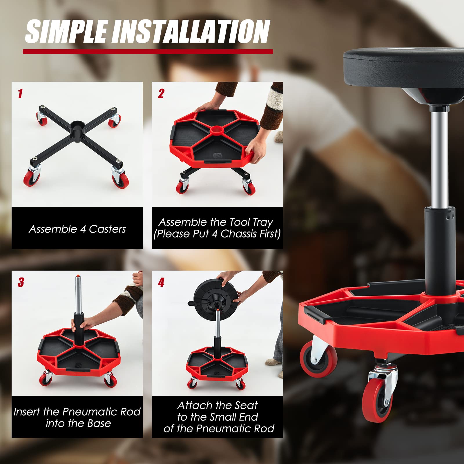 Goplus Rolling Mechanic Stool