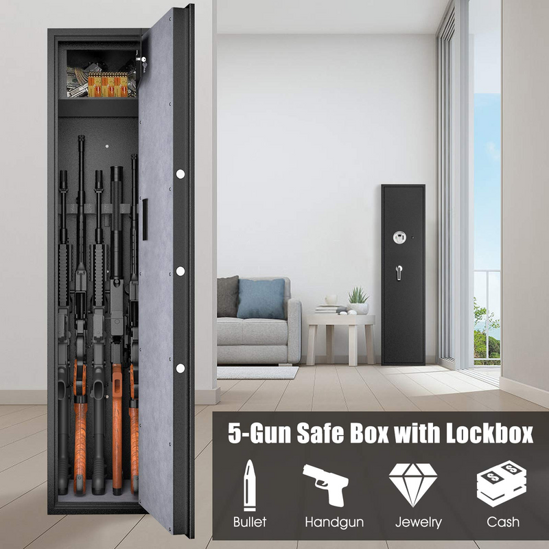 Load image into Gallery viewer, Goplus Rifle Gun Safe, Large Long Gun Safe w/Separate Pistol Lock Box - GoplusUS

