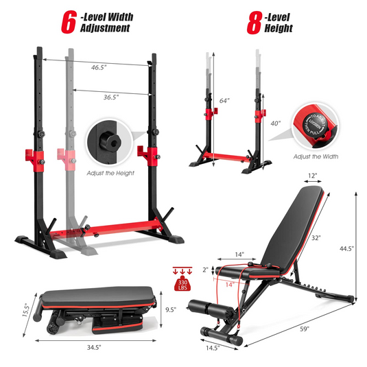 Goplus Adjustable Olympic Weight Bench Press Set - GoplusUS