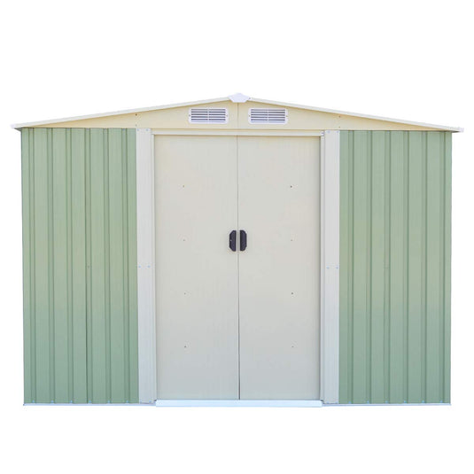 Galvanized Steel Outdoor Storage Shed 8.5X 8.5Ft Heavy Duty Tool House - GoplusUS