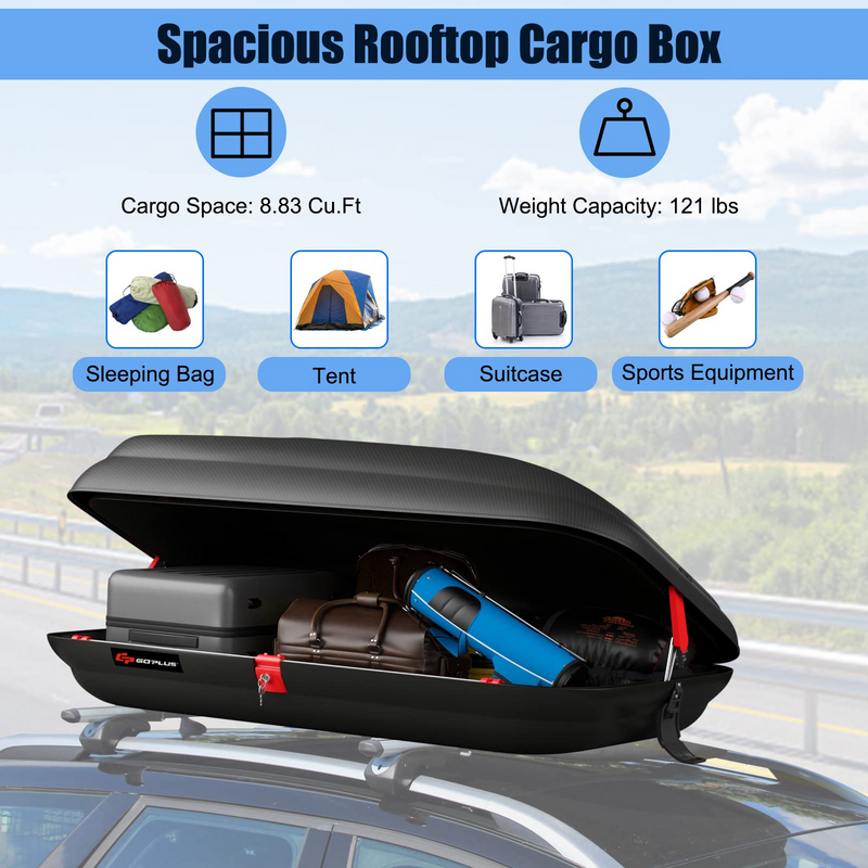 Load image into Gallery viewer, Goplus Rooftop Cargo Box, Heavy Duty Hard Shell Roof Cargo Carrier with Security Keys - GoplusUS

