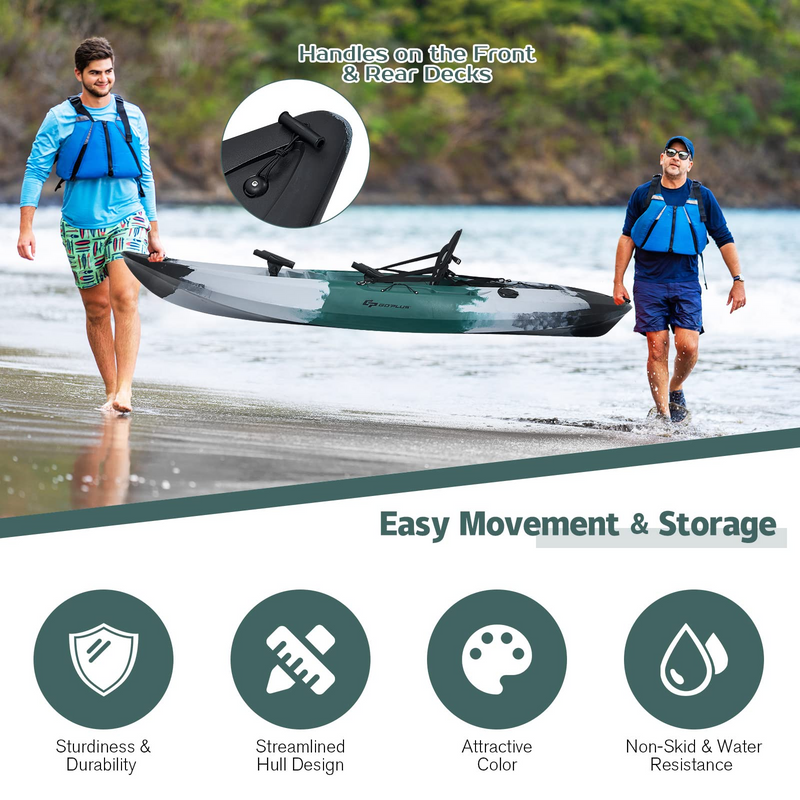 Goplus Sit-On-Top Fishing Kayaks for Adults, 9.7 ft One Person Recreational Touring Kayak