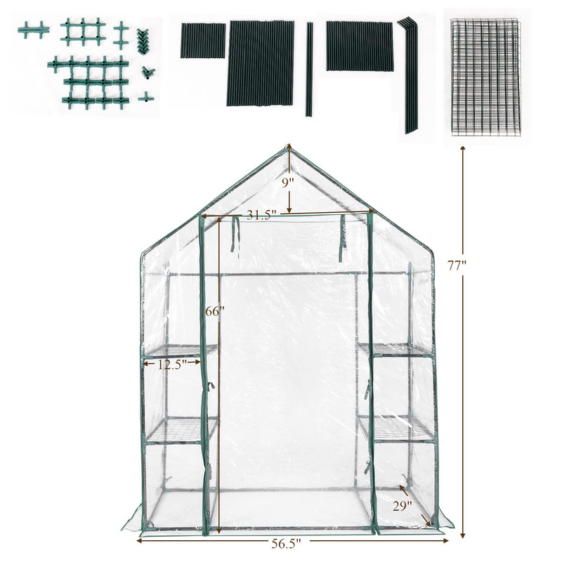 Load image into Gallery viewer, Goplus Greenhouse, 3 Tier Walk-in Green House with Roll up Zippered Door for Indoor Outdoor Use - GoplusUS
