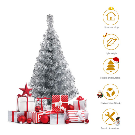 Goplus 3ft Silver Pencil Christmas Tree, Artificial Slim Tree - GoplusUS