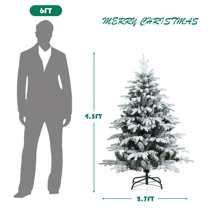 Load image into Gallery viewer, Goplus 4.5ft / 6ft / 7ft Pre-lit Snow Flocked Christmas Tree, Premium Hinged Artificial Pine Tree w/ 120 LED Lights &amp; 757 PE &amp; PVC Branch Tips - GoplusUS
