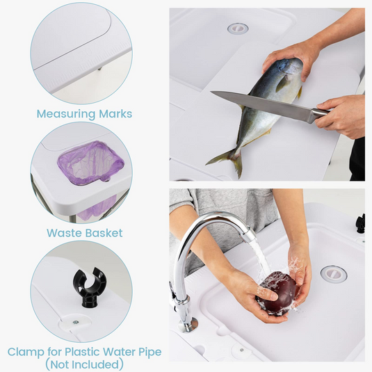 Goplus Folding Fish Cleaning Table with Dual Water Basins - GoplusUS