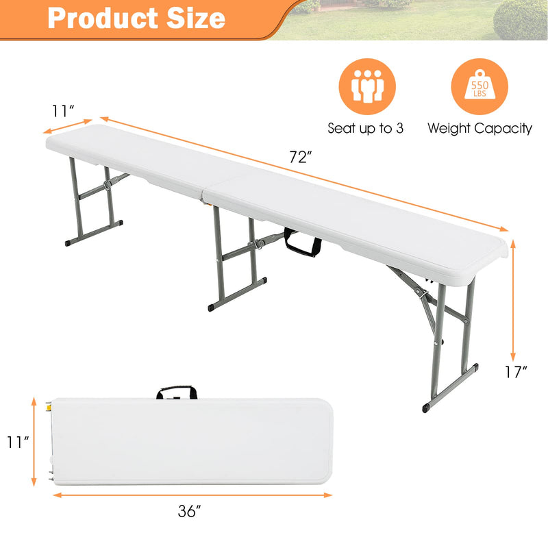 Load image into Gallery viewer, Goplus 6 Feet Plastic Folding Bench, Portable Foldable Bench Seat with 550 lbs Capacity - GoplusUS

