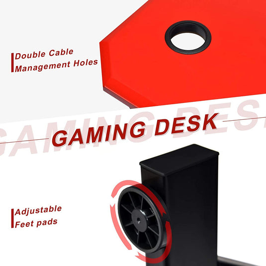 Goplus Gaming Desk & Chair Combo Set, Home Office Gamer Workstation w/Massage Lumbar Support,Cup Holder - GoplusUS