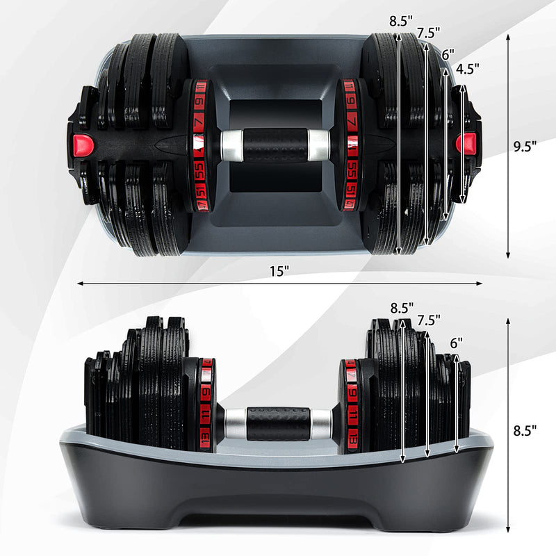 Load image into Gallery viewer, 55 LBS Adjustable Dumbbell, Single Dumbbells Set with 18 Adjustable Free Weights Plates - GoplusUS
